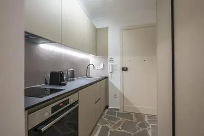 a kitchen with a sink and a counter top at Zen Tulip, Kolonaki in Athens