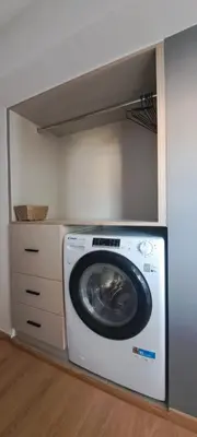 a washer and dryer in a laundry room at Panormou Cityview Loft in Athens