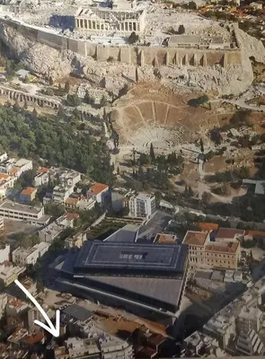 an aerial view of the ancient city of acropolis at Super central loft - Acropolis metro, museum in Athens