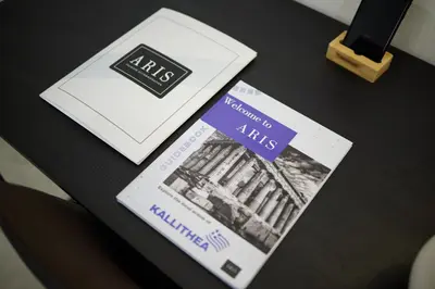 a table with two visa cards on top of it at ARIS Kallithea- Big & Bright 3 Bedroom Apartment in Athens