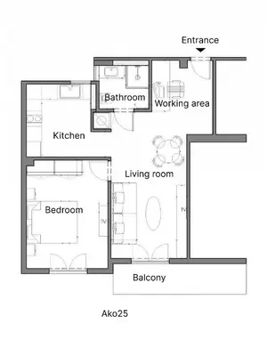 a floor plan of a house at Ako 25 - stay close to the Acropolis in Athens