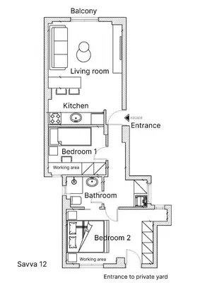 a floor plan of a house at Sav12 - Cozy home in Athens in Athens
