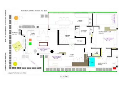 a floor plan of a house at AthensView Bird's Eye Penthouse with Acropolis view -ONE BEDROOM FLAT in Athens