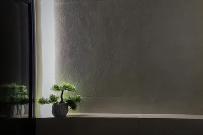 a plant in a vase sitting on a window sill at Defner Tzo's Modern Apartment in Athens