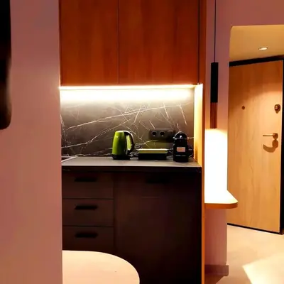 a kitchen with a sink and a counter top at The Dream Suite in Piraeus