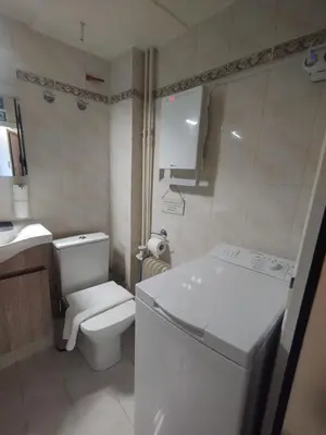 a small bathroom with a toilet and a sink at Alexandras Park View in Athens