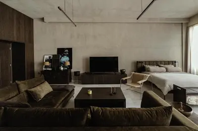 a large living room with a bed and a couch at Luxurious loft in Monastiraki in Athens