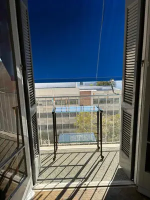 a view from the window of a balcony at Onix 4 in Athens