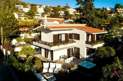 an aerial view of a house at Cyan Villa in Anavissos