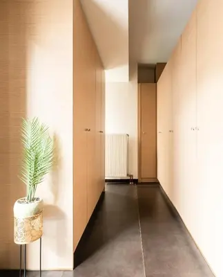 a hallway with a potted plant in a building at Elysee apartment 9B in Athens