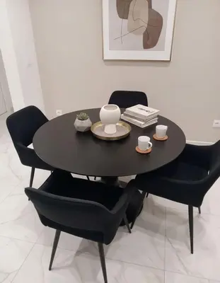 a black dining room table with chairs and cups and books at Amazing Apt with 2 Bedrooms in Pagkrati in Athens