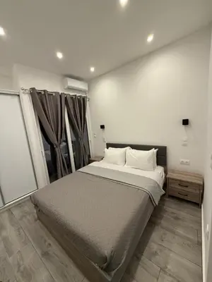 a bedroom with a large bed in a room at Pagrati Luxury Gray Studio-Chremonidou street in Athens