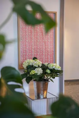 a vase of flowers on a table in front of a window at Amazing flat just 500 m from Acropolis museum in Athens