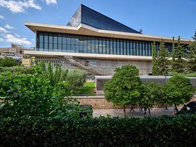a building with a pyramid on top of it at Adorac in Athens