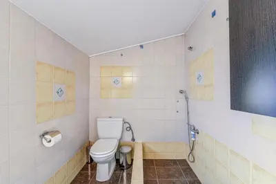 a bathroom with a toilet and a shower at Sea View Residence Panorama Villa in Saronida