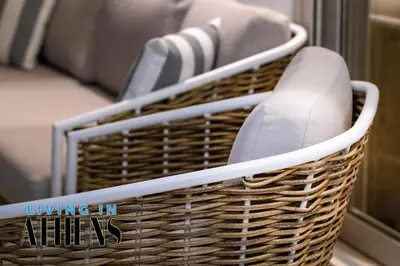 a wicker basket sitting on a window sill at Eugene's Loft - Acropolis View - Jacuzzi 2&1 ppl in Athens