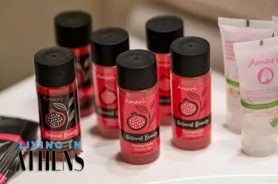 a group of bottles of lipstick sitting on a counter at Spacious Familly Apt Next To Acropolis And Museum 4&1 in Athens