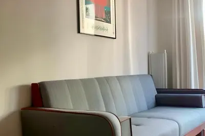 a living room with a couch and a tv at Panathenaic Athens Center Apartment in Athens