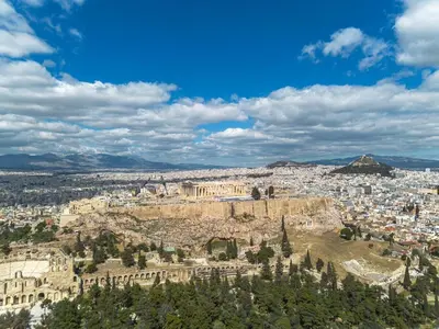 a view of the city of athens from the acropolis at Sunny 3bd flat,Acropolis view in Athens