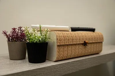 two vases with plants sitting on a shelf at Nobia 1 in Athens