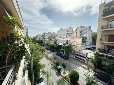 a view of a city street with tall buildings at Votanikos Urban Nook, Athens in Athens