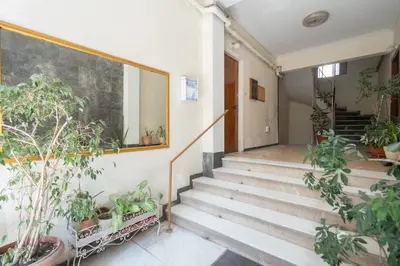 a staircase in a house with potted plants at Acropolis Retreat Walk to Museum in Athens
