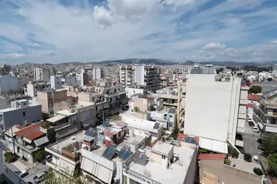 an aerial view of a city with buildings at Top-Floor Retreat in Piraeus-H5 in Piraeus