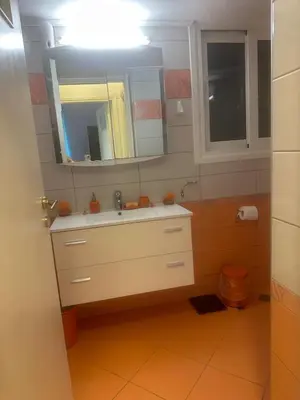 a bathroom with a sink and a mirror at The beautiful house behind Kallimarmaro stadium in Athens