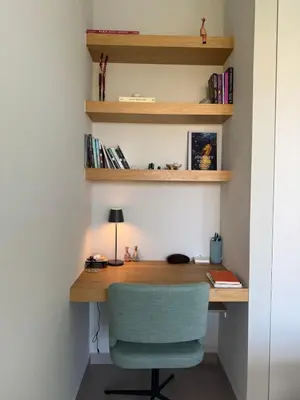 a room with a desk with a chair and a lamp at Nomadic life-Elegant Apartment by Athens Riviera in Athens