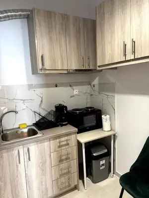 a small kitchen with a sink and a microwave at Athenian Stay Chara's 2 Apartment in Athens