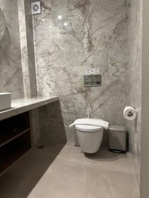 a bathroom with a toilet and a sink at Ermou Kaliendia Suite in Athens