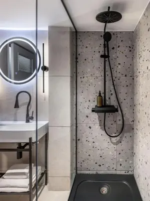 a bathroom with a shower and a sink at Contempo Athens in Athens