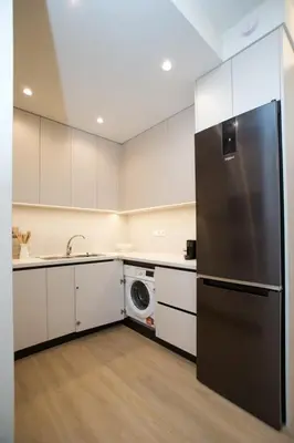 a kitchen with a refrigerator and a dishwasher at K11 Apartment in Athens