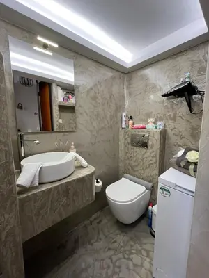 a bathroom with a white toilet and a sink at Boutique Eptalofos 2 15min from airport and sea in Kouvarás