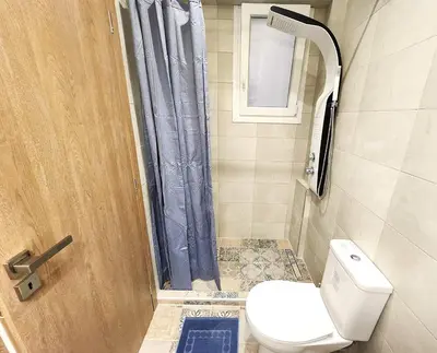 a bathroom with a toilet and a shower at Lux Suite Jacuzzi Acropolis byMK in Athens