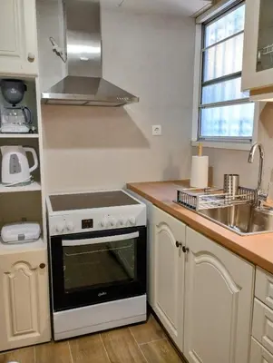 a kitchen with a stove and a sink at Dita's Cozy Stay in Athens