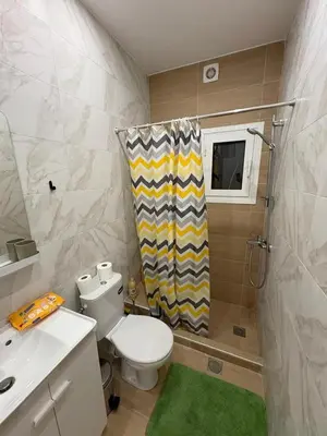a small bathroom with a toilet and a shower at AtticHub in Athens
