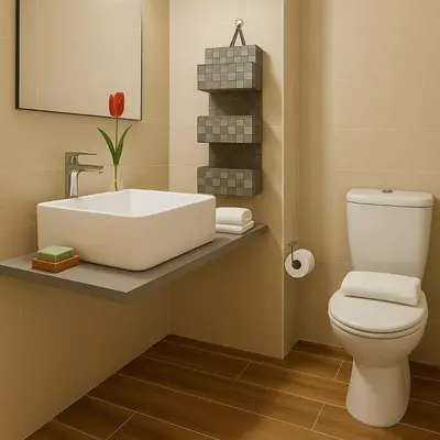 a bathroom with a white sink and a toilet at Lovingly apartment Galatsi 1 in Athens