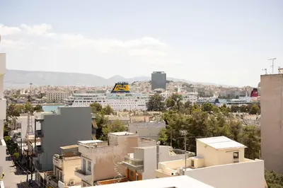 a view of a city with buildings at Modern Stay near Piraeus Port E3 in Piraeus