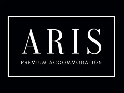 a logo for anss permium accomodation at ARIS- King suite on the boulevard in Athens