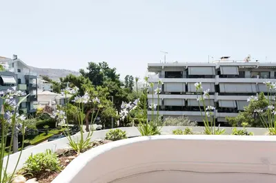 a view from the balcony of a building at Luxury 3-BD condo with 80sqm balcony in Glifada in Athens