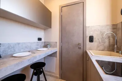 a bathroom with a sink and a shower at Cozy Bright apartment next to Acropolis! in Athens