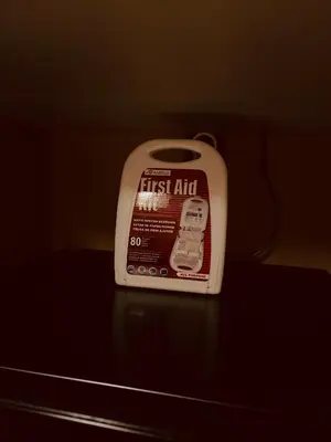 a first aid appliance sitting on top of a table at Garden House 2 Bedroom Suite in Vari