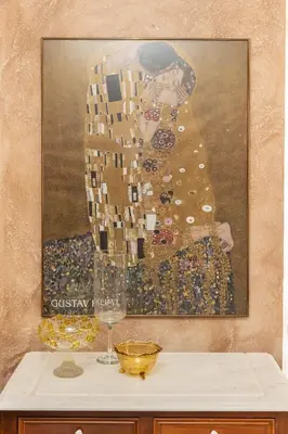a painting of a woman in a dress with a wine glass at Vasso Villa in Vravrona