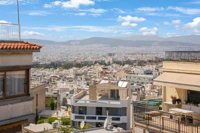 a view of the city from the roof at Athens Apartment on Lycabettus Hill with Rooftop View Access in Athens