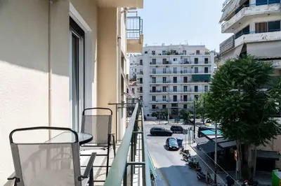 a balcony with a view of a city street at Relax & Comfy 2BR Apt Close To Athens Center in Athens