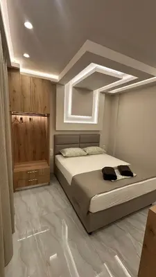 a bedroom with a large bed in a room at Lush Studio Apartment in Athens
