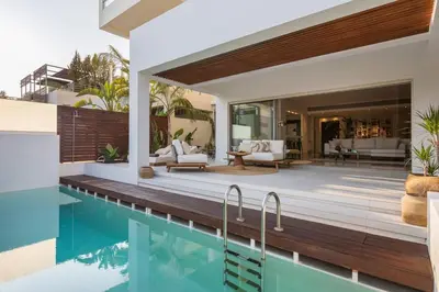 an image of a house with a swimming pool at 3BD 2 Floor Maisonette with Pool in Athens