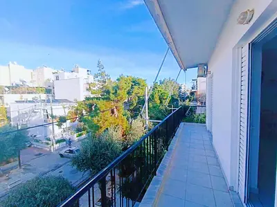 a balcony with a view of a city at City Center 2-Bedroom Sun home in Athens