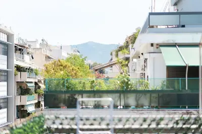 a view of a balcony of a building at Urban Apartment on Top with View in Athens
